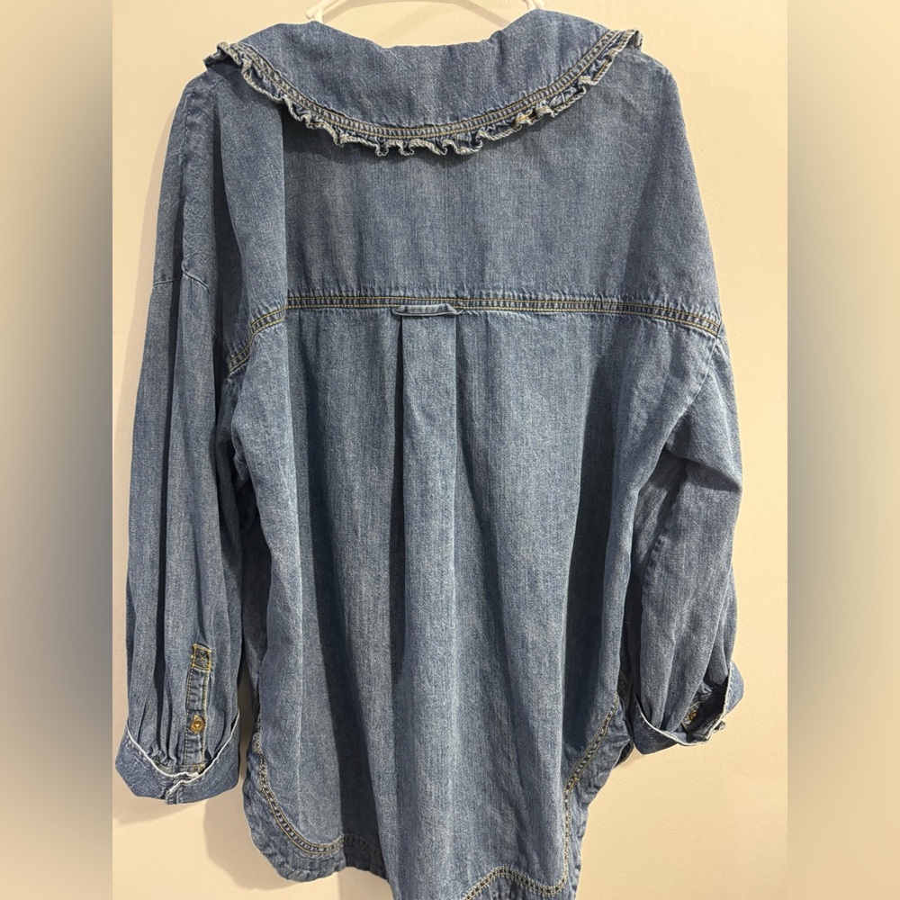 Pilcro Frill Collar Denim Buttondown Shirt - Picture 7 of 7